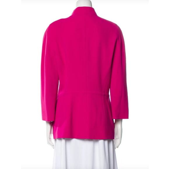 Escada Margaretha Ley Wool Blazer Jacket Pink Stand Collar Button Front Medium - Picture 7 of 15